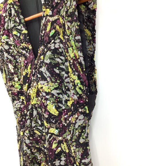 Zara Sequined Medium Mini Dress With V-Neckline Sleeveless Design Cocktail Party - Picture 5 of 8